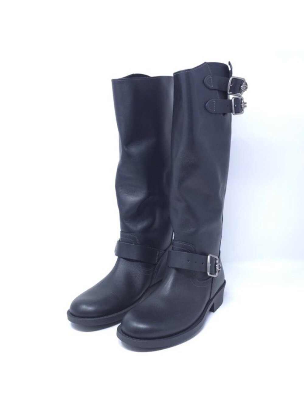 New COACH Daria Black Leather Moto Ankle Boots